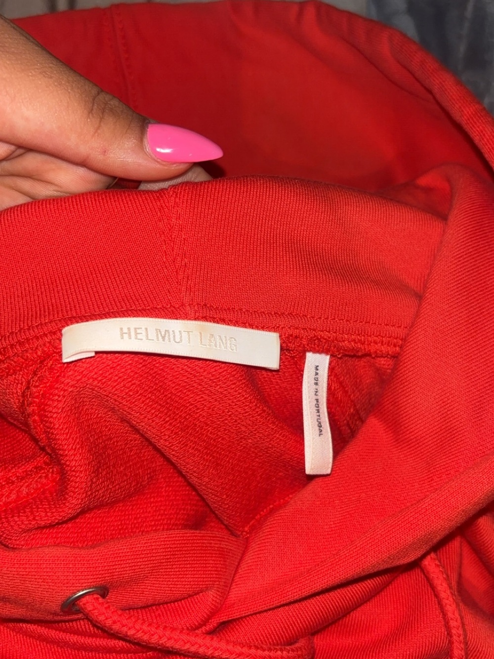 Helmut Lang Red Pullover Hoodie and Matching Shorts Set - Picture 9 of 10